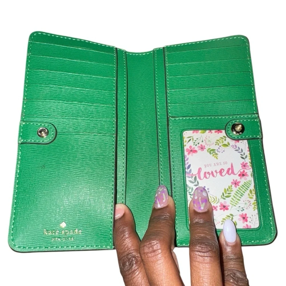 Kate Spade Darcy Large Slim Bifold Wallet in Green